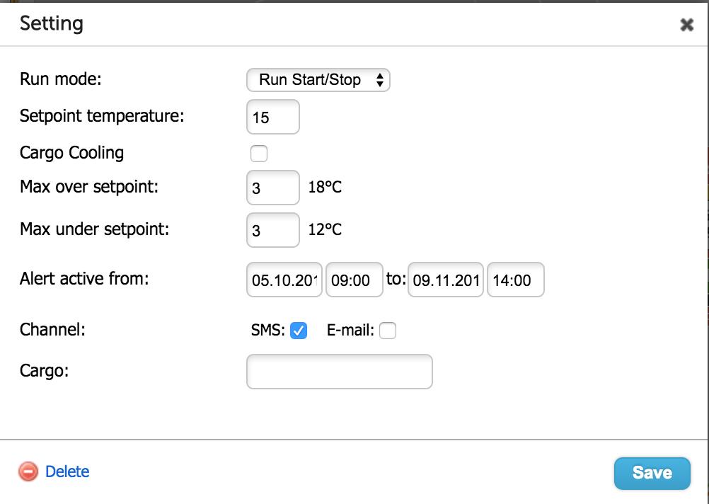 Temperature monitoring and setting alerts in Mapon platform